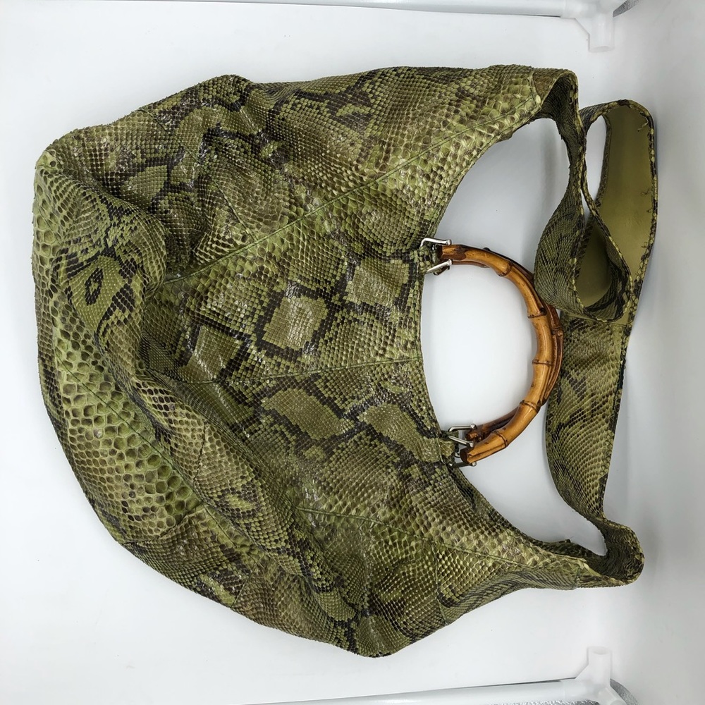 Gucci snakeskin medium bag with bamboo handles